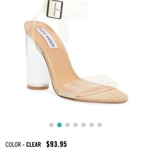 Steve Madden Clearer Clear, 4 inch heels, size 5